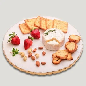 Marble Cheese Board, 11.25 Inch Marble Charcuterie Board with Gold Foiling, E... - Picture 1 of 9