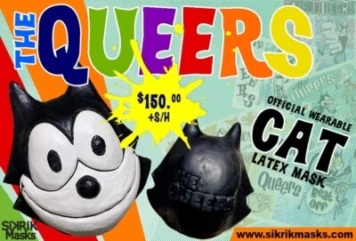 Máscara de látex The Queers Cat Punk Ramones Joe Queer Pop Punk Rock Felix Foto 1 de 4