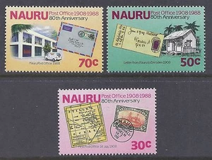 1988 NAURU POST OFFICE 80th ANNIVERSARY SET OF 3 FINE MINT MUH/MNH - Picture 1 of 1