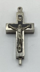 ORIGINAL RÖMISCHE KATAKOMBEN 2. WELTKRIEG - BODENRELIQUIE BOX KRUZIFIX - EBENHOLZ, WEISSMETALL - Bild 1 von 7