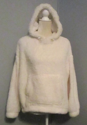 Athletic Works Cream White Sherpa Pullover Hoodie -Size S (4-6) Relaxed Fit - Image 1 of 4