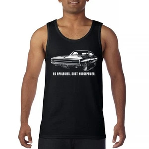 No Apologies Just Horsepower Tank Top Vintage '70 Muscle Car Classic Men's Top - Picture 1 of 29
