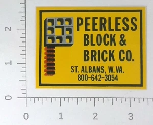Vintage Peerless Block & Brick St Albans West Virginia Advertising Sticker Decal - Picture 1 of 1