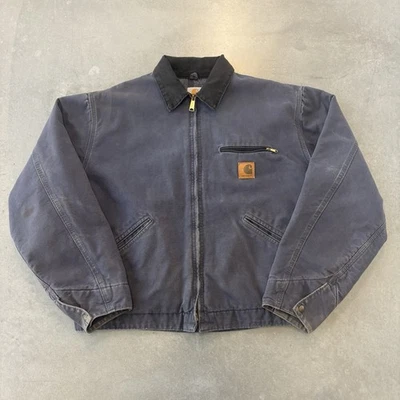 Vintage Blue Carhartt Detroit Work Jacket Size Large Made In USA Blanket Lined - Image 1 of 4