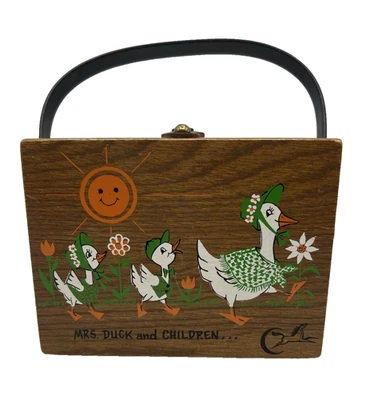 Enid Collins de Texas Sra. Bolso de madera con caja de pato y niños pintado a mano Foto 1 de 4