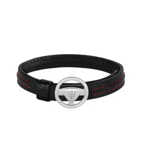 Bracciale MASERATI uomo Logo pelle nero / rosso - Imagen 1 de 3