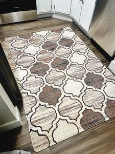 NEW 4x6 Moroccan Area Rug | Washable Non-Slip Modern Carpet - Picture 1 of 4