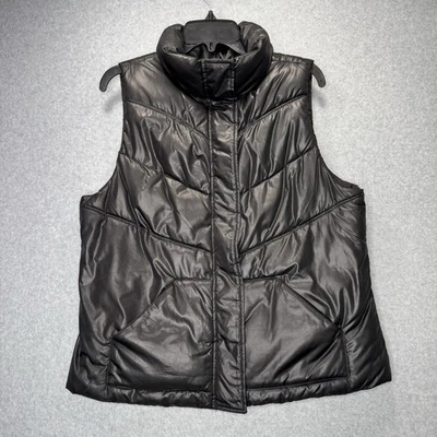 Chaleco acolchado grande Old Navy para mujer negro cremallera completa y broches de presión 100 % poliéster Foto 1 de 4