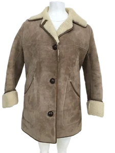 NURSEYS Genuine Sheepskin Light Brown/Beige Ladies Winter UK10 Coat Pre-Loved  - Picture 1 of 11