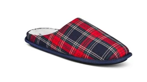 Club Room Mens Jake Plaid Slippers Red Blue S 6 - 7 NEW $30 100172595MN - Picture 1 of 2