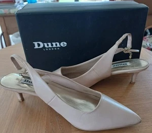 Dune London Nude Leather Kitten Heel Court Shoes Size 6 - Picture 1 of 3