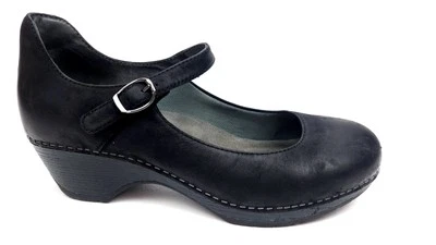 Zueco Dansko Marla cuero negro nobuck mujer EU 40 US 9.5-10 cuña Mary Jane Foto 1 de 4