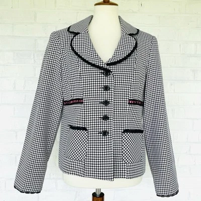 Blazer De Colección Y2K Tracy Evans Pata de Gallo Pecho Único Talla L Preppy Dinero Antiguo Foto 1 de 4