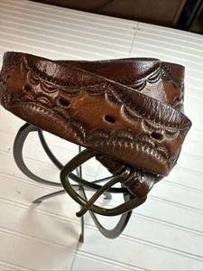 Full Grain Cowhide Leather Belt Western Southwest Two Tone 36 16 2862 USA - Picture 1 of 10