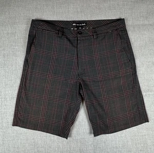 Travis Mathew Shorts Mens Size 36 Green Red Plaid Golf Performance Chino *Read* - Picture 1 of 10