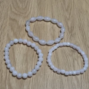 LOVELY SET OF 3 ROSE PALE PINK VARIOUS MULTI BEAD BRACELETS - Picture 1 of 2