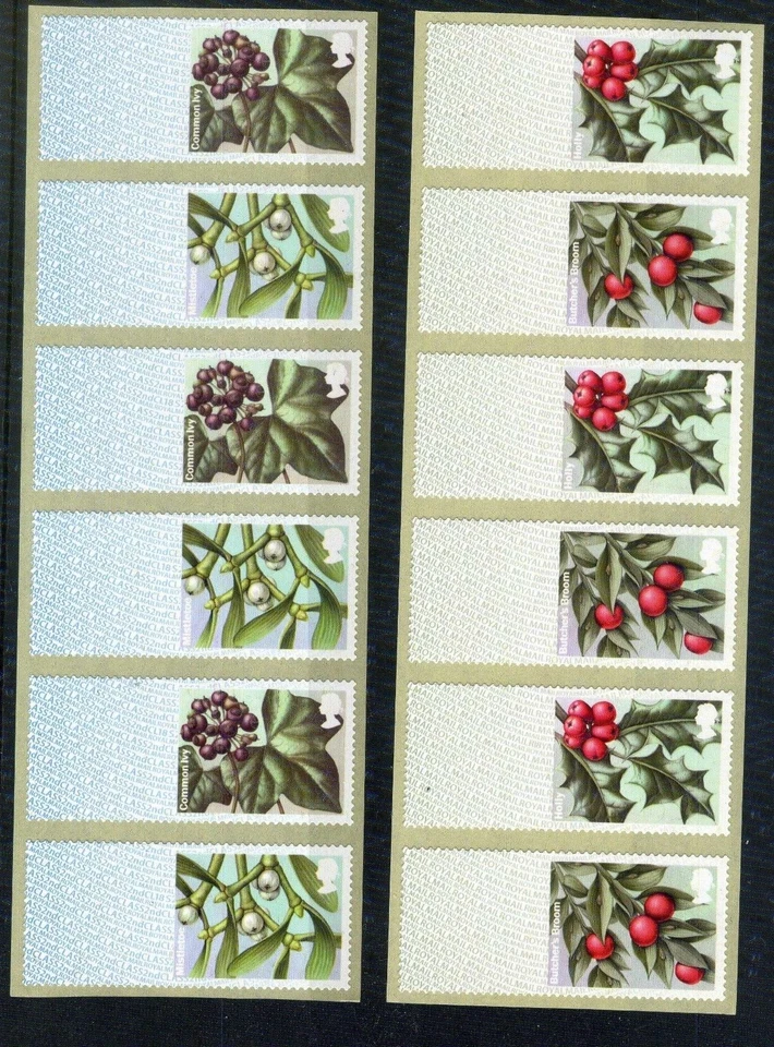2018: WINTER GREENERY 1ST CLASS (R18YAL) + 2ND CLASS (CL18S) BLANK STRIPS OF 6 - Image 1 of 1