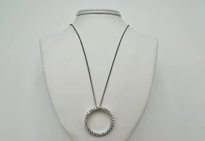 Sterling Silver 925 Necklace, 18" w/ Diamonique Round Pendant, Adjustable Length - Picture 1 of 7