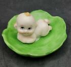 Kewpie Baby In Lotus Leaf Mini Figurine Porcelain Bisque Ucgc Japan Vintage