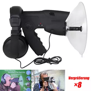 Parabol-Richtmikrofon mit Kopfhörer, Abhörgerät, Geräuschverstärker, 8-fache - Bild 1 von 18