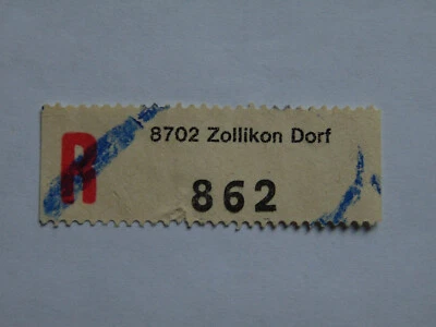 Einschreibemarke Schweiz, 8702 Zollikon Dorf, 862, wohl 1930'iger - Bild 1 von 4