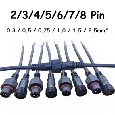 2/3/4/5/6/7/8Pin Male & Female Rainproof Outdoor Waterproof Cable Connector Plug - Image 1 of 4