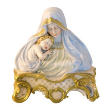 BustoVirgen Con Niño Jesús de Porcelana Capodimonte Firma del autor Nueva