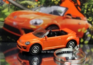 Custom Key Chain '19 VW Volkswagen Beetle Convertible orange - Picture 1 of 1