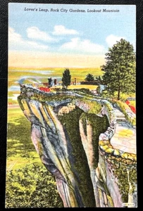 Look Out Mountain Lovers Leap Rock City Gardens Tennessee Vintage Leinen Postkarte - Bild 1 von 2