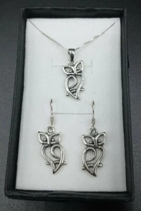 Nuovo ciondolo gufo in argento massiccio con collana e orecchini set - Foto 1 di 5