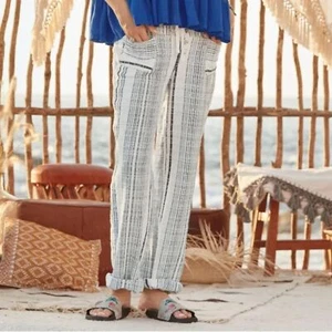NWOT SUNDANCE Gigi Cotton Lightweight Boho Pant Size PS Petite S Blue White - Picture 1 of 7