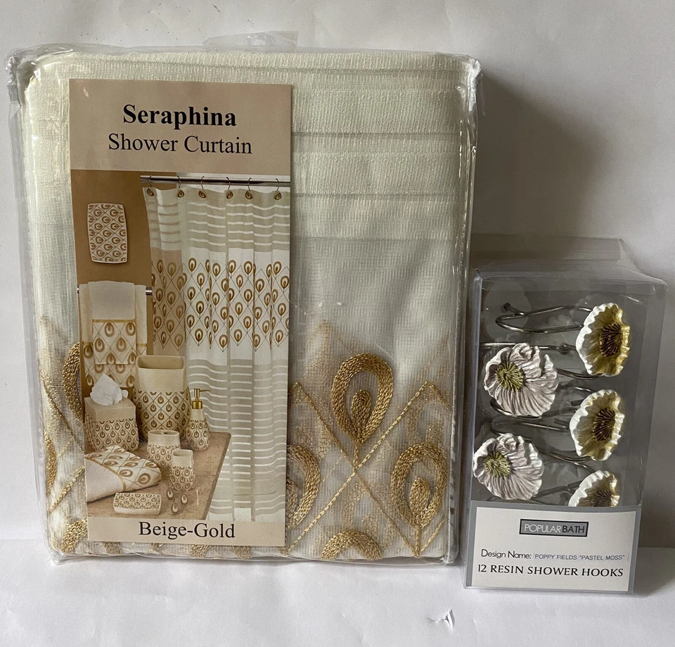 Popular Bath 843910 Seraphina Shower Curtain Ivory