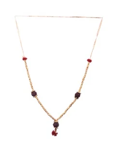 Traditional Medium Rudraksha India Garland/Mala/Haar - Small Wooden Gold Beading - Picture 1 of 2