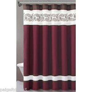 Essential Home Isabelle Fabric Shower Curtain 72" x 72" - Cranberry/Burgundy 