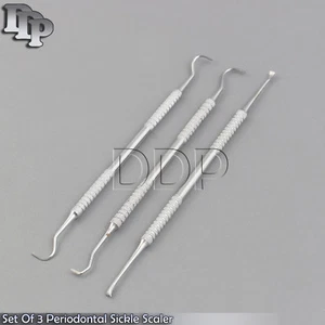Set Of 3 Periodontal Sickle Scaler Dental Jacquette Towner Tartar Plaque Remover - Bild 1 von 3
