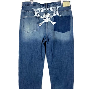 Jean de mezclilla vintage Ecko Unltd talla 42 azul lavado medio holgado calavera - Imagen 1 de 7