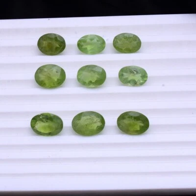 9 Stück Peridot Natürlich Unbehandelt 10.55mm-11.39mm Oval Facettiert Cut Loose - Bild 1 von 4