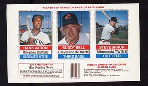 1976 HOSTESS Complete Panel - #94 Hank Aaron - Milwaukee Brewers - VSCARDS