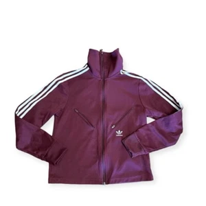 Women’s Adidas Prime Green Size Medium Track Jacket Maroon 3 Stripes - Picture 1 of 7