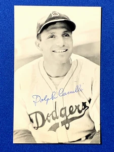 DOLPH CAMILLI SIGNED B/W PHOTO POSTCARD BROOKLYN DODGERS NL HR LEADER 1941 PSA - Picture 1 of 4