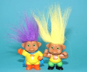 TROLLS GOOD LUCK BABY TROLL PVC FIGURES MUSCLE MAN & SUPER TROLL 1992 SOMA - Picture 1 of 4