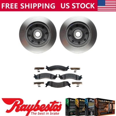 Kit de rotor de freno delantero y buje y pastillas de freno metálicas para Ford E-250 1995-1999 Foto 1 de 4