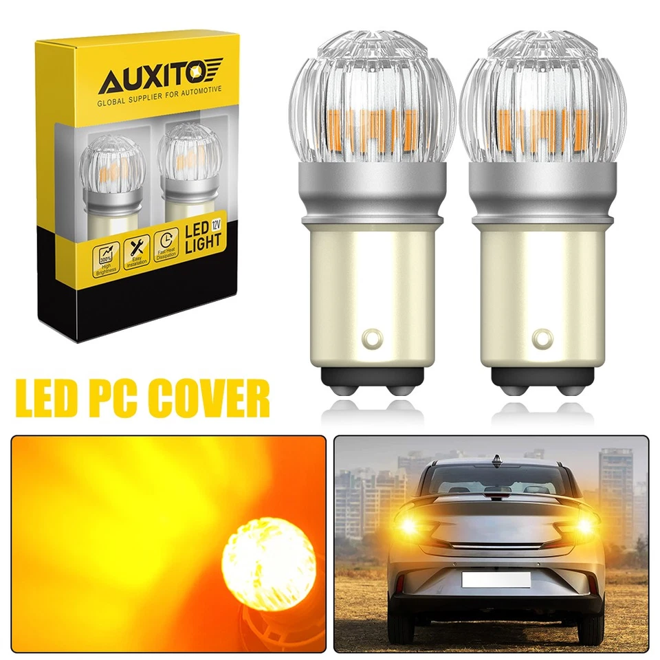 2x AUXITO Amber 1157 BAY15D 7528 Led Bulbs Car Turn Signal Indicator light Lamp