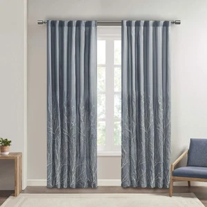 , Embroidered Andora 95-Inch Window Curtain Panel - Picture 1 of 9