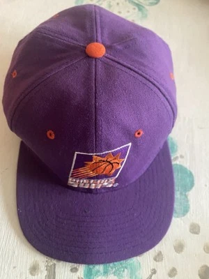 Vintage 1990s Phoenix Suns Hat Cap Fitted Starter Size 2 NBA Logo Purple Orange - Image 1 of 4