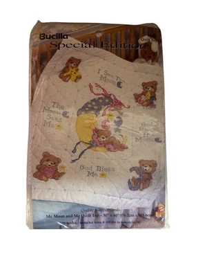 Bucilla Mr. Moon & Me 30x40 英寸被子上衣小熊 #64496 全新 — 第 1/2 张图片