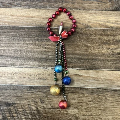 Corona de Navidad vintage colgante en la pared cuentas de vidrio de mercurio centro de velas de vidrio Foto 1 de 4