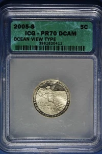 2005 S ICG PR70DCAM OCEAN VIEW JEFFERSON NICKEL #B49914 - Picture 1 of 2