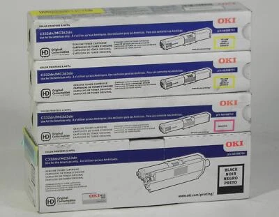 OKI 46508704 BLACK Black/Magenta/Yellow Toner Cartridge C332DN MC363DN SEALED - Image 1 of 4
