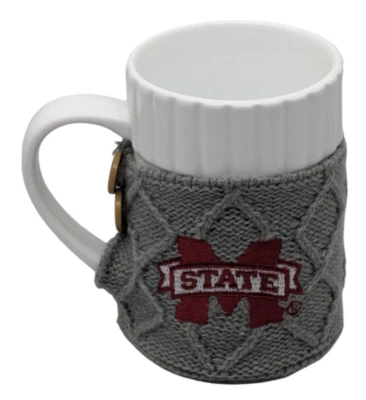 Mississippi State University Cable Knit Sweater Coffee Mug Maroon, White, & Gray - Image 1 of 4